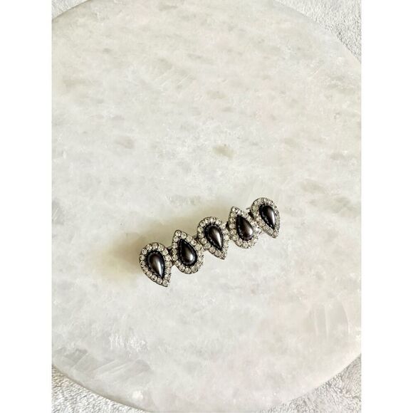 Grey pearl drop rhinestone hair clip - Picture 2 of 2